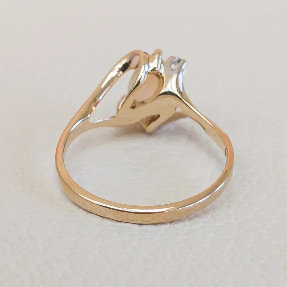 SOLD - 14K Gold Australian Opal & Diamond Ring – Vintage 1990s Setting - Picture 10 of 16